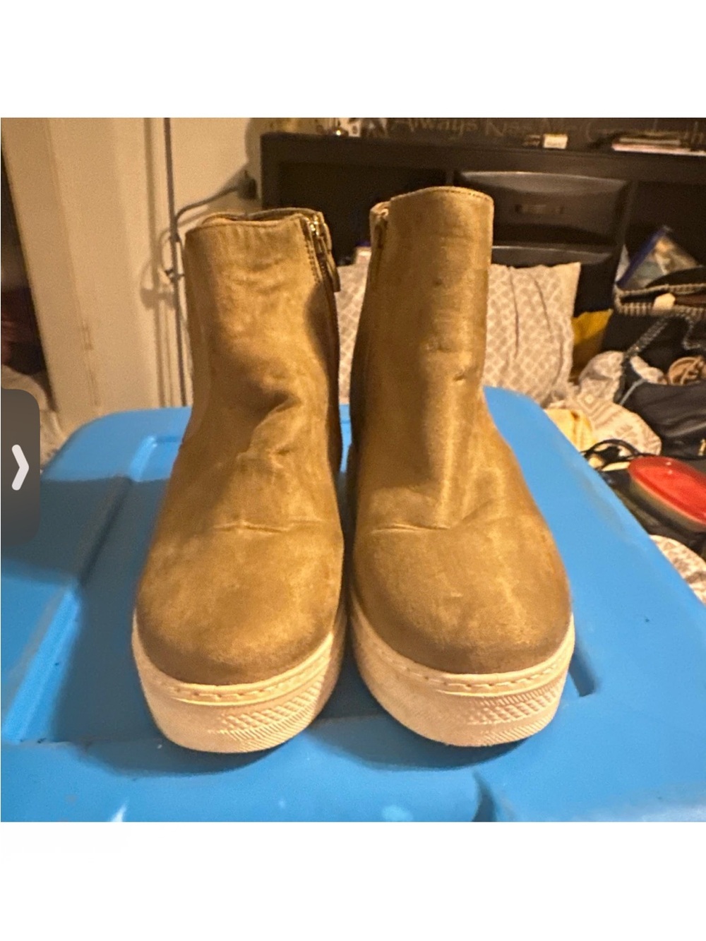 Women’s Brown Suede Platform Ankle Boots Size 8